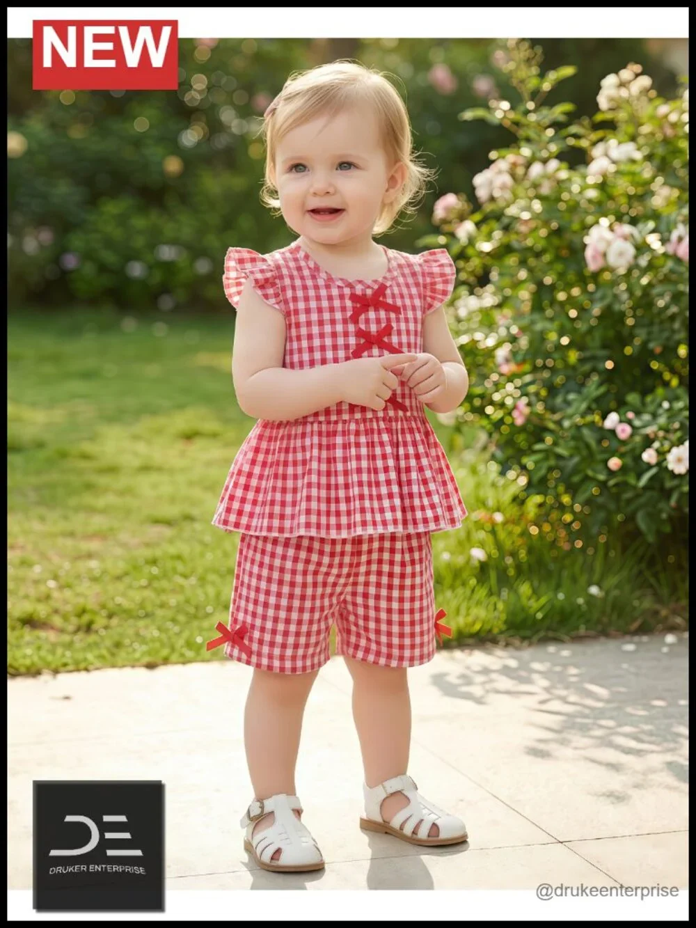 Toddler Girl 2 Piece Cotton Summer Outfit Ruffle Sleeve Top and Shorts Set